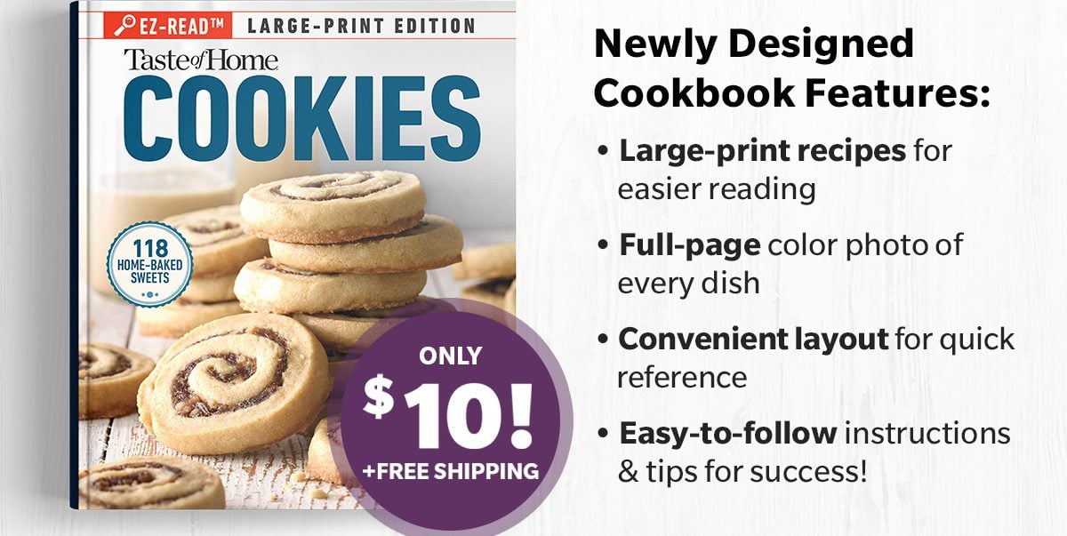 Features large print recipes, full-page photos of every dish and easy to follow instructions with tips for success!