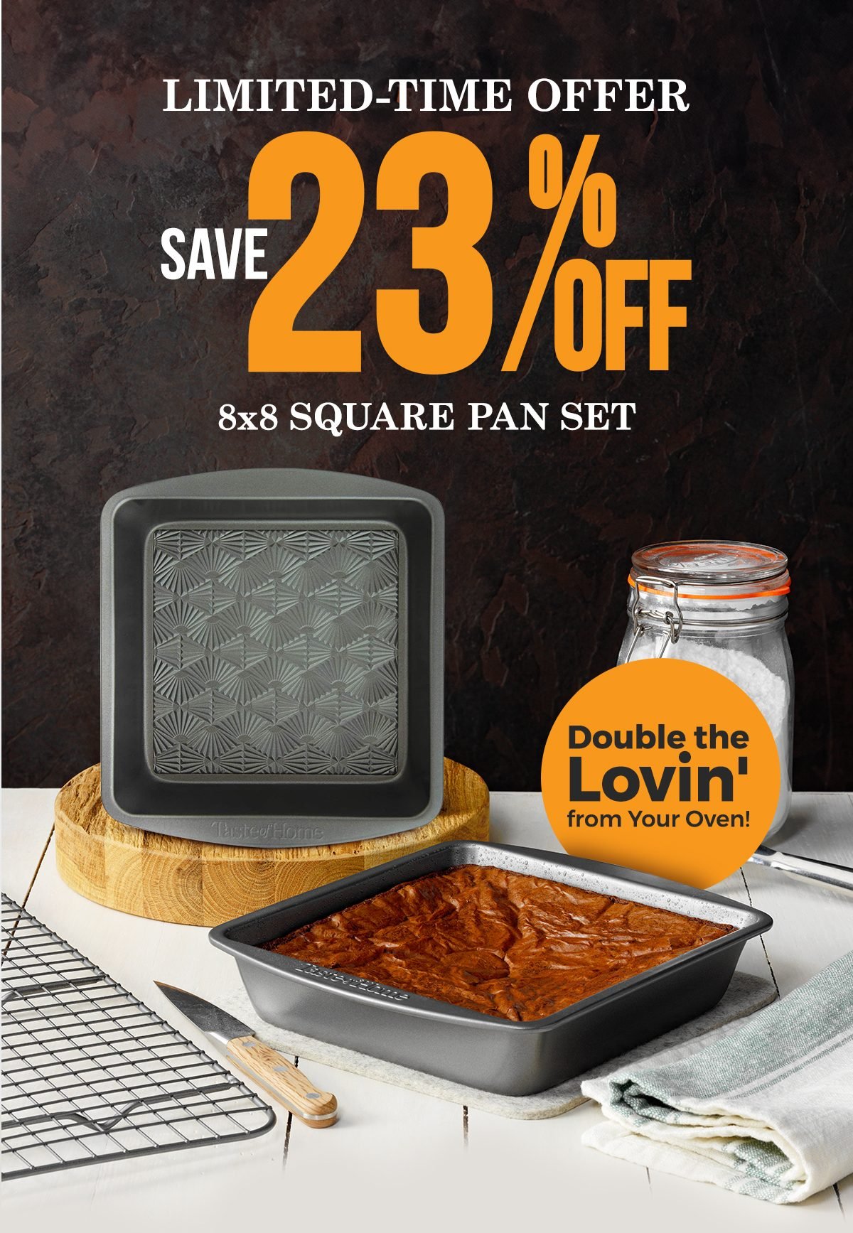 LIMITED-TIME OFFER Save 23% OFF 8x8 Square Pan Set - SHOP NOW available on Amazon