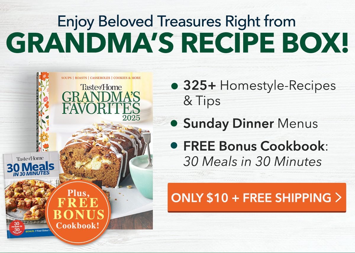 Enjoy Beloved Treasures Right from GRANDMA'S RECIPE BOX! Order $10 + FREE SHIPPING + FREE BONUS COOKBOOK