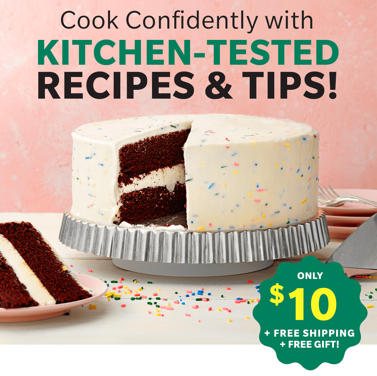 Cook Confidently with KITCHEN-TESTED RECIPES AND TIPS! Only $10+ Free Shipping + Free Gift!