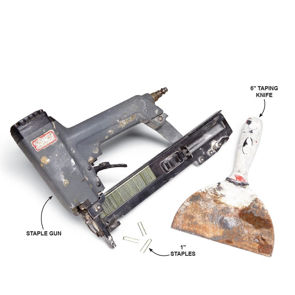 A staple gun and a taping knife | Construction Pro Tips