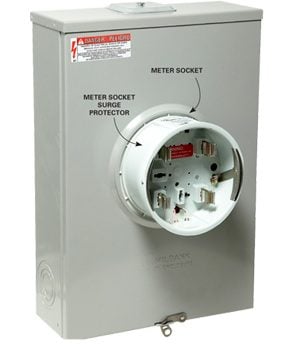 Surge protector connected to the electric meter socket