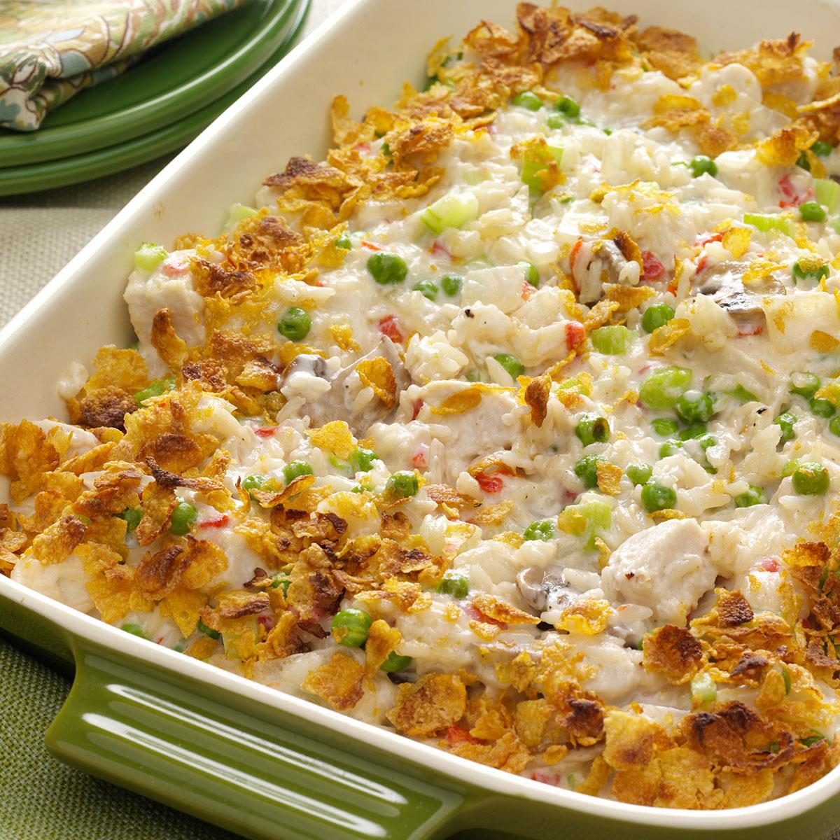 A hearty and delicious casserole recipe perfect for potluck dinners, filled with cheese and vegetables.